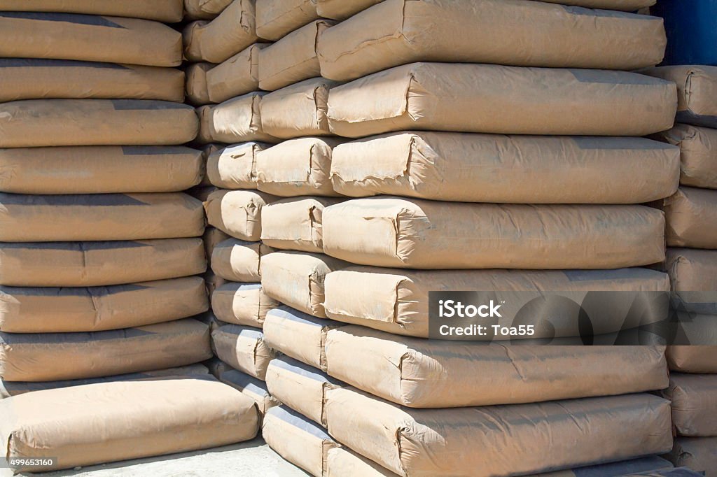 cement bags stacked in warehouse